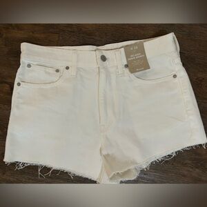 Madewell White Frayed Hem Denim Shorts